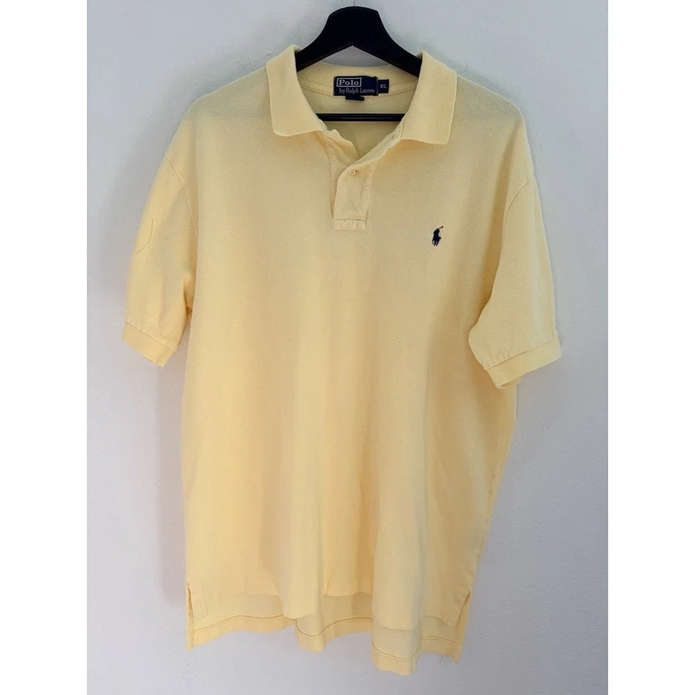 Polo Ralph Lauren Mens Yellow Short Sleeve Polo Shirt Cotton Size XL